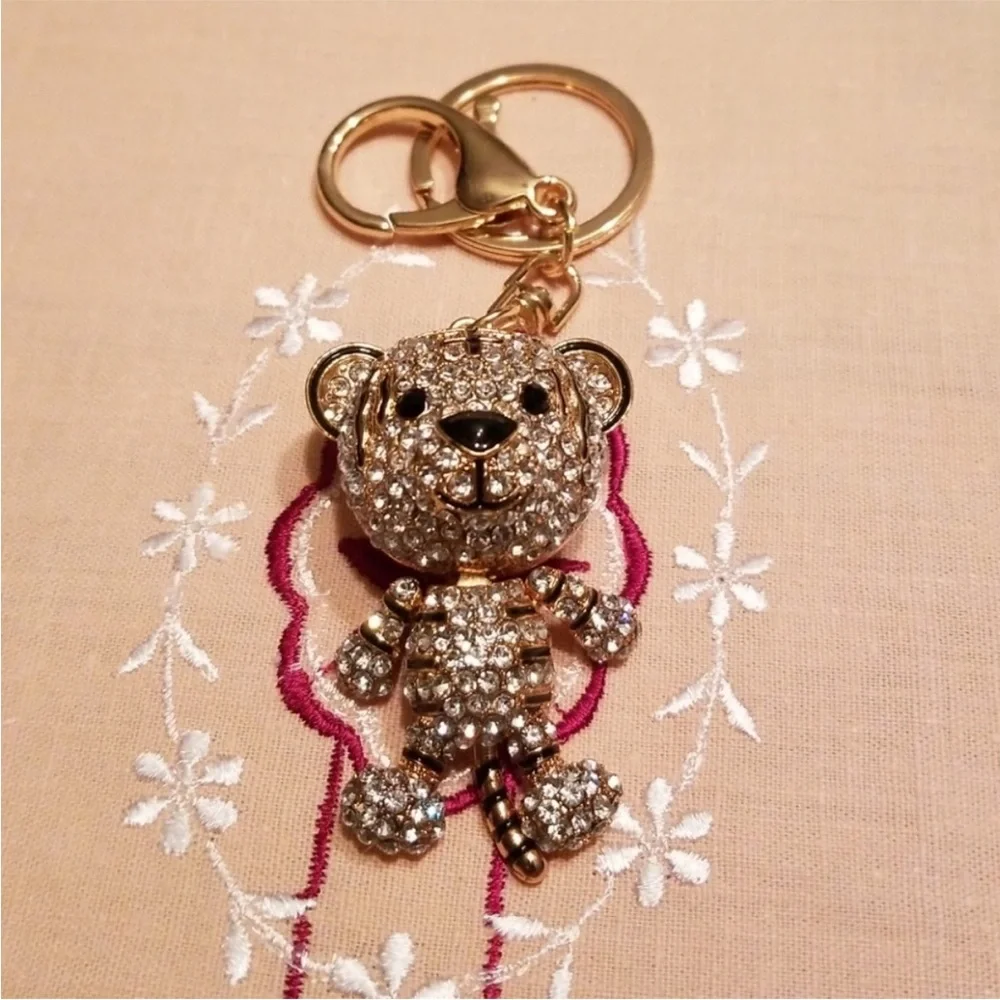 UNBRANDED TIGER Rhinestone Handbag / Purse Charm Accessory Gold - Picture 10 of 12